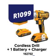 Ingco Cordless Drill + 1 Battery + Charger