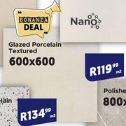 Bonanza Deal Glazed Porcelain Textured Tiles 600 x 600-Per Sqm