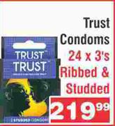 Trust Condoms Ribbed & Studded-24 x 3's