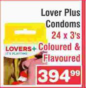 Lover Plus Condoms Cloured & Flavoured-24 x 3's