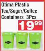 Otima Plastic Tea/Sugar/Coffee Containers 3 Pcs