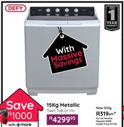 Defy 15Kg Metallic Twin Tub DTT151