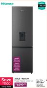 Hisense 263L Titanium Fridge/Freezer H370BIT-WD
