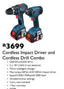 Bosch Cordless Impact Driver And Cordless Drill Combo-2 x 18V