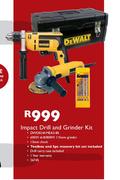 DeWalt Impact Drill And Grinder kit-650W