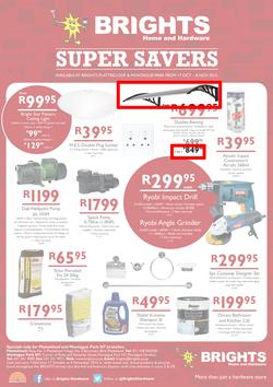 Brights Home & Hardware : Super Savers (17 Oct - 8 Nov 2015), page 1