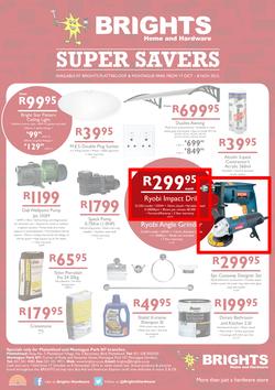 Brights Home & Hardware : Super Savers (17 Oct - 8 Nov 2015), page 1