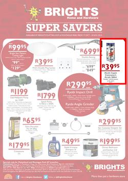 Brights Home & Hardware : Super Savers (17 Oct - 8 Nov 2015), page 1