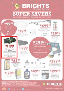 Brights Home & Hardware : Super Savers (17 Oct - 8 Nov 2015), page 1