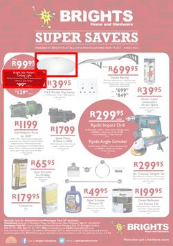 Brights Home & Hardware : Super Savers (17 Oct - 8 Nov 2015), page 1