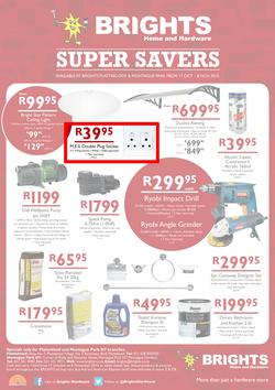 Brights Home & Hardware : Super Savers (17 Oct - 8 Nov 2015), page 1