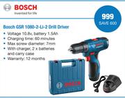 Bosch GSR 1080-2-Li-2 Drill Driver