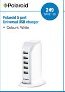 Polaroid 5 Port Universal USB Charge White
