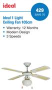 Ideal 1 Light Ceiling Fan 105cm