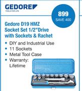 Gedore D19 HMZ Socket Set 1/2" Drive With Sockets & Rachet