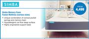 Simba Memory Foam Fusion Mattress Various Sizes