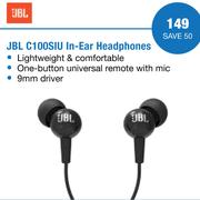 JBL C100SIU In-Ear Headphones