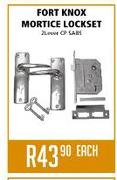 Fort Knox Mortice Lockset 2 Lever-Each