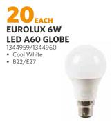 Eurolux 6W LED A60 Globe-Each