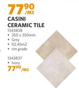 Casini Ceramic Ivory Tile 350 x 350mm-Per Sqm
