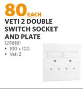 Veti 2 Double Switch Socket And Plate