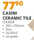 Casini Grey Ceramic Tile-350 x 350mm 