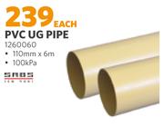 PVC UG Pipe-110mm x 6m Each