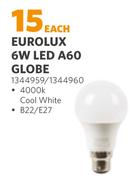Eurolux 6W LED A60 Globe-Each