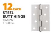Steel Butt Hinge 100mm-Each