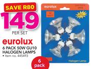 Eurolux 6 Pack 50W GU10 Halogen Lamps-Per Pack