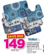 Waltex 2 Piece Luxury Foam Printed Bath Mat Sets-Per Set
