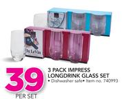 3 Pack Impress Long Drink Glass Set-Per Set