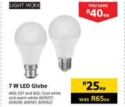 Light Worx 7W LED Globe-Each