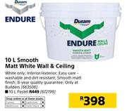 Duram Endure Smooth Matt White Wall & Ceiling-10Ltr