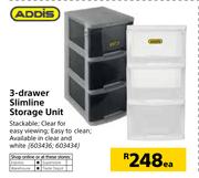 Addis 3 Drawer Slimline Storage Unit-Each