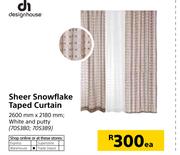 Design House Sheer Snowflake Taped Curtain 2600mm X 2180mm