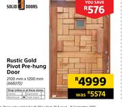 1Solid Doors Rustic Gold Pivot Pre-Hung Door 2100mm X 1200mm