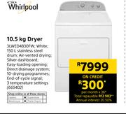 Whirlpool 10.5kg Dryer 3LWED4830FW