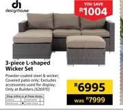 Design House 3 Piece L-Shaped Wicker Set