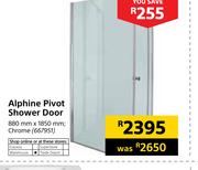 Alphine Pivot Shower Door Chrome 880mm X 1850mm