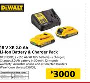 Dewalt 18V XR 2.0 Ah Li-Ion Battery & Charger Pack DCB1150D