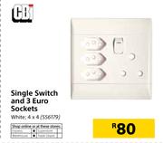 CBI Single Switch And 3 Euro Sockets