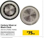 Century Silver Or Black Clock 250mm-Each