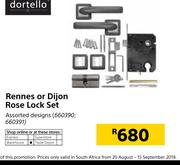 Dortello Rennes Or Dijon Rose Lock Set Assorted Designs
