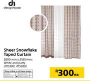 Designhouse Sheer Snowflake Taped Curtain 2600mm x 2180m White & Putty-Each