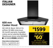 Italian Designer 600mm Cooker Hood IDC660B