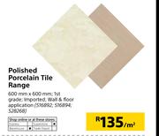 Polished Porcelain Tile Range 600mm x 600mm-Per Sqm