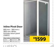 Inline Pivot Door White 800mm-900mm x 1850mm