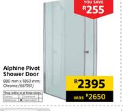Alphine Pivot Shower Door Chrome 880mm x 1850mm