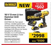 Dewalt 18V 13mm Li-Ion Hammer Drill Driver DCD776S3-ZA
